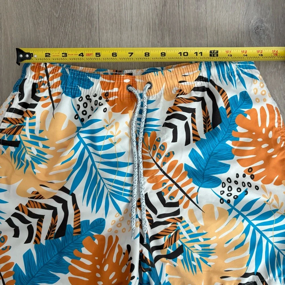 Boys Swim Trunks Shorts Large Blue Orange Cream
Tropical Print Summer Swim Pool - Picture 9 of 13